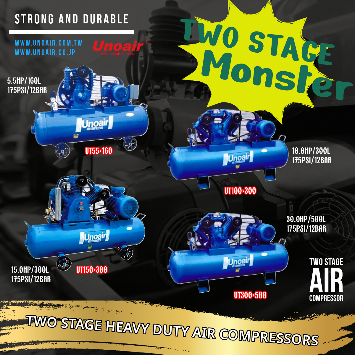 unoair pneumatic tool air compressor electrical torque screwdriver altas copco black decker milwaukee stanley snap on ingersoll rand two stage air compressor